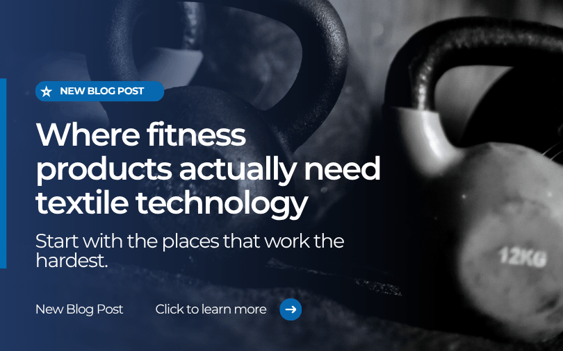 Kettlebells in a gym representing fitness products and textile technology